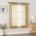 thumbnail image 2 of MKHILL Gold Sheer Curtains 63 inch Length 2 Panels Set, Light Filtering Voile Drapes for Living Room Bedroom, Rod Pocket Semi Sheer Window Panels, Each 42" W x 63" L, 2 of 9
