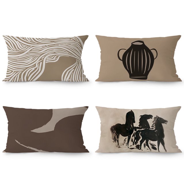 Juego de fundas de almohada de felpa de arte abstracto de 40 x 60 cm, 4 piezas