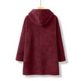 thumbnail image 7 of Fnooota Womens Fleece Jackets, Loose Fit Hooded Mid-length Warm Winter Coats for Women Wine Size XL, 7 of 7