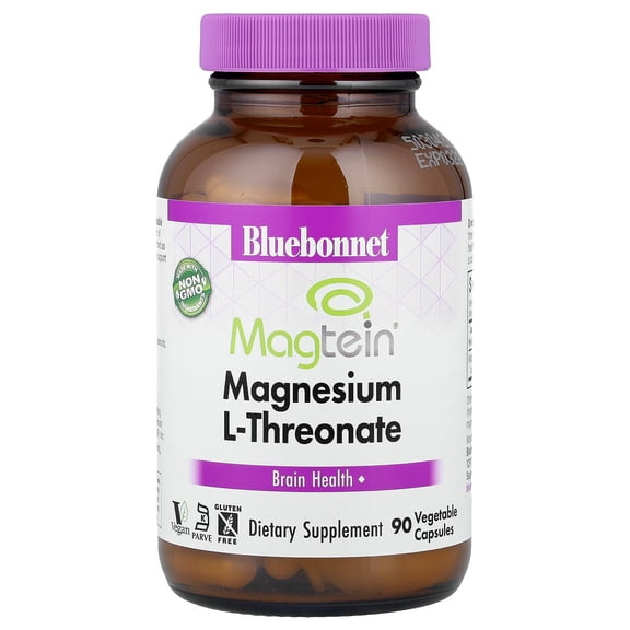 Bluebonnet Magtein Magnesium L-Threonate, Brain Health*, 90 Vegetable Caps, 30 Days