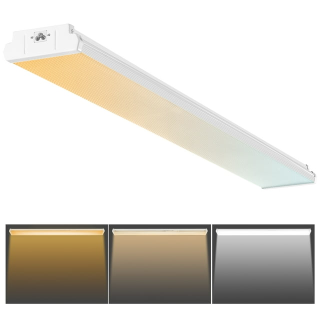 VEVOR 4FT LED Wraparound Light, 50W, 5500LM Flush Mount LED Shop Light, 3000K/4000K/5000K Adjustable LED Kitchen Ceiling Lighting Fixtures for Garage Office Laundry Fluorescent Tube Replacement, FCC