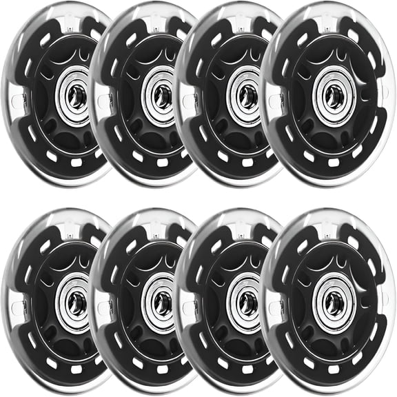 BESTSKY 8-Pack Inline Skates Wheels 64mm with Bearings for Indoor and Outdoor Replacement - High Performance Sturdy Wheel for Smooth Riding Upgrades Black