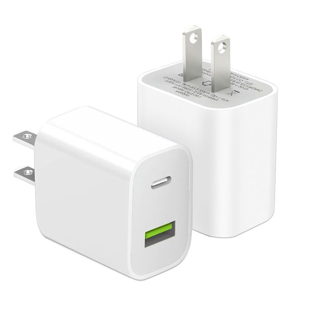 Cargador DENGWENQIANG USB-C de doble puerto 20 W, carga rápida, paquete de 2