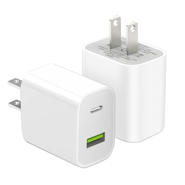Cargador DENGWENQIANG USB-C de doble puerto 20 W, carga rápida, paquete de 2