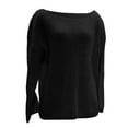 thumbnail image 4 of JIAYUE Sweaters for Women Off Shoulder Long Sleeve Knit Pullover Minimalist Loose Fit Solid Color For Ladies Fashion Casual Wear, 4 of 4