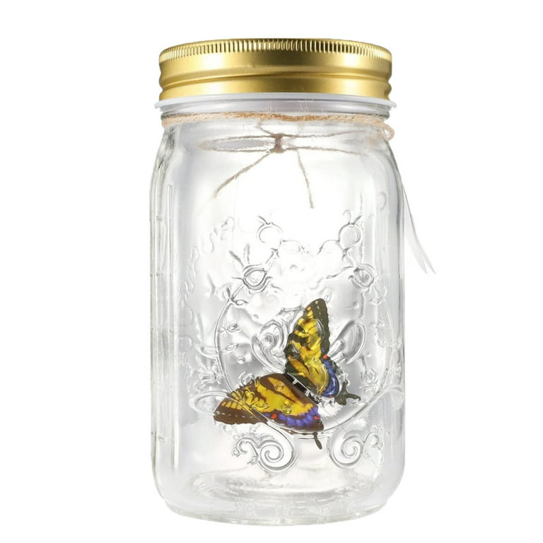 LADAEN Moving Butterfly Light Jar Flying Butterfly with LED Lights for  Outdoor Garden Decor Yellow