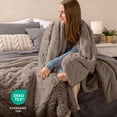 thumbnail image 6 of Bare Home Shaggy Blanket - 50" x 60" - Ultra Soft Fleece - Throw, Taupe, 6 of 7