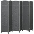 thumbnail image 2 of 6-Panel Folding Room Divider, Charcoal Gray Woven Polypropylene with Pine Wood Frame, Elegant Arched Top Privacy Screen for Home Office, No Assembly Required, 2 of 7