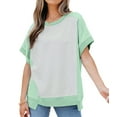 thumbnail image 3 of Womens Tops Color Block Crewneck Short Sleeve T Shirts Casual Oversized Summer Outfits Green XL, 3 of 6