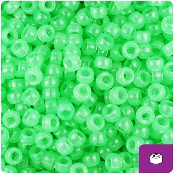 BeadTin Green Glow 6.5mm Mini Barrel Pony Beads (1000pcs)