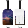 thumbnail image 5 of Luggage Tag Whale Swims Nebula Full Back Privacy Name ID Card Suitcase Labels Leather Travel Tags 2 Pack Decoration, 5 of 6