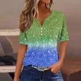 thumbnail image 2 of Jewelreauty Women Casual Short Sleeve T Shirts Summer V Neck Button Lightweight Tops Basic Tunic Tee Blouses (XL, Blue), 2 of 4