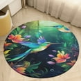 thumbnail image 4 of Flower Hummingbird Floral Medallion Round Rug - Small Round Area Rug, Soft Non-Slip Machine Washable Bedroom Mat Indoor Accent Entry Carpet for Office Desk Dorm Hallway, 4 of 6