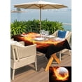 thumbnail image 4 of Outdoor Tablecloth with Umbrella Hole and Zipper, Golf Ball Rectangle Table Cloth 52x70 Inch Waterproof Tablecloth, Sport Modern Glowing Burning Classic Art Picnic Table Cover for Patio Camping, 4 of 7