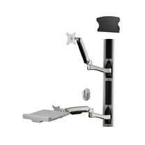 Amer Wall Mount for Keyboard, CPU, Mouse, Flat Panel Display - 24" Screen Support - 22.05 lb Load Capacity - Steel, Rubber, Plastic