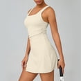 thumbnail image 5 of Kvture Womens Tennis Dress Built in Shorts Square Neck Sleeveless Workout Athletic Mini Skort Dress Golf Summer Outfits Beige, 5 of 6