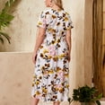 thumbnail image 7 of AOOCHASLIY Summer Clothes Womens Dresses Plus Size Fashion Women V-Neck Floral Printing Ruffle Hem Short Sleeve Dress, 7 of 7