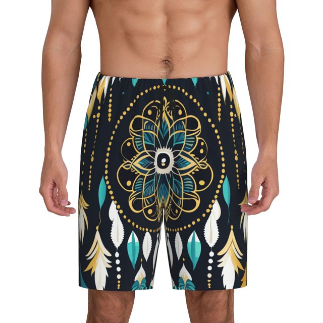 Fotbe Boho Dreamcatcher Pantalones Cortos de Pijama para Hombre, Ropa de Dormir, Pantalones de Pijama Cortos para Hombre-Large