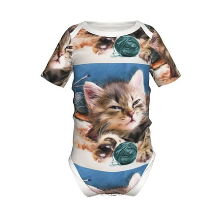 

Coaee Playful Cat for Soft Baby Short-Sleeve Bodysuit Baby Climbing Clothes Baby Girls Boys Bodysuit Romper-6 Months