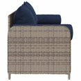 thumbnail image 3 of vidaXL Garden Sofa with Cushions 3-Seater Grey Poly Rattan, 3 of 4