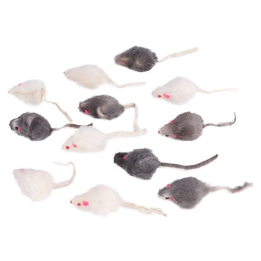 Real Rabbit Fur Mice Cat Toys With Rattle Sound, Mini Funny Playing