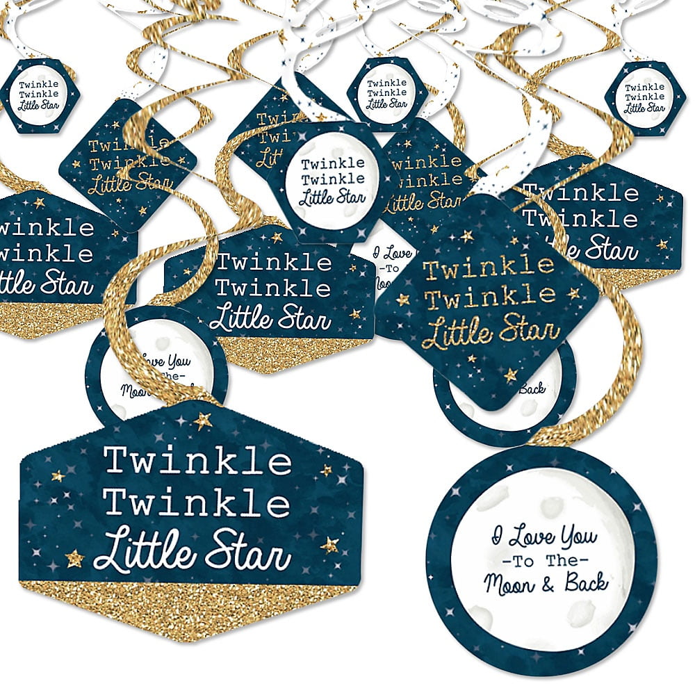 Twinkle Twinkle Little Star - Baby Shower or Birthday Party Hanging Decor - Party Decoration Swirls - Set of 40