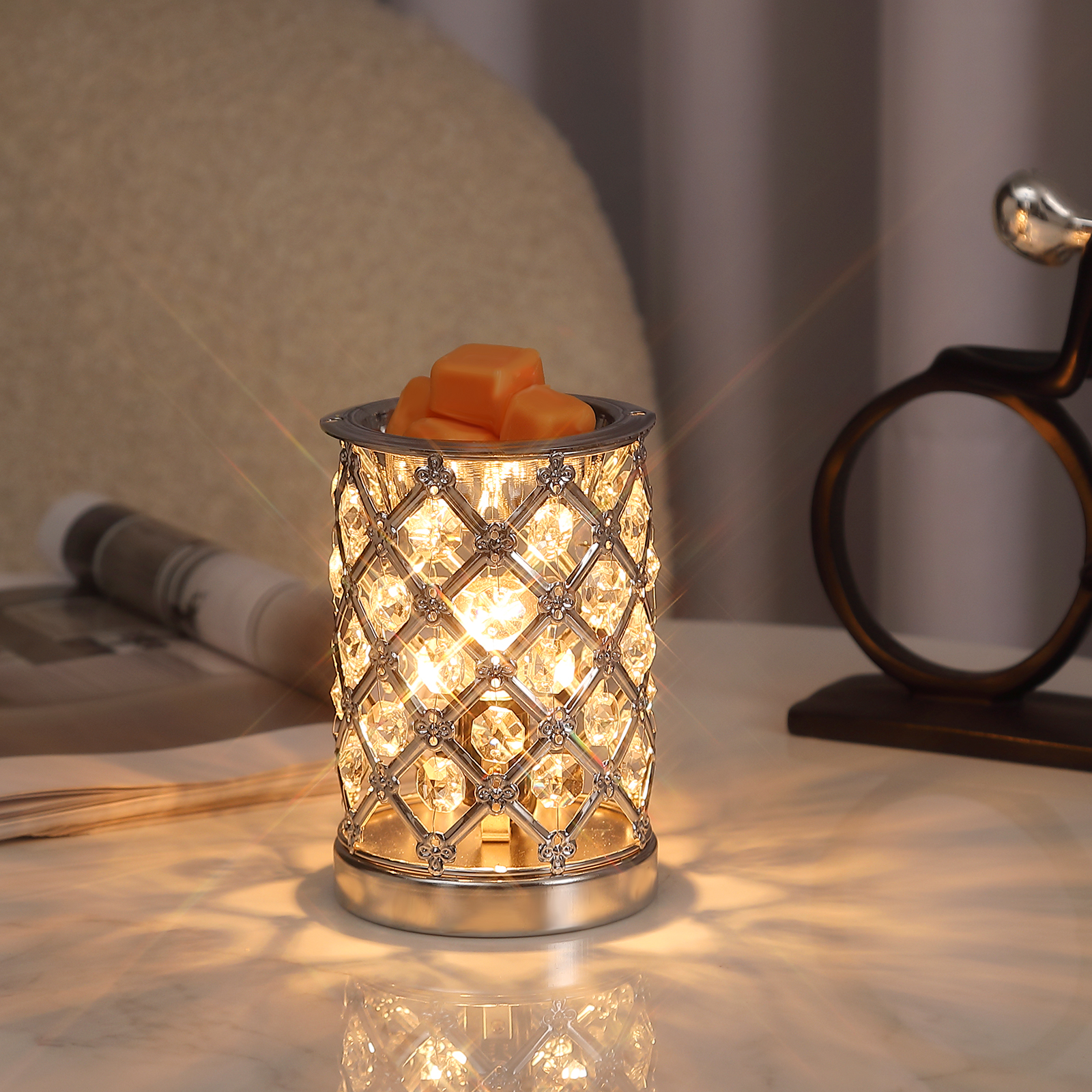 UNTIMATY Crystal Electric Wax Melt Warmer, Silver photo 6