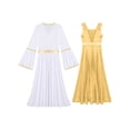 thumbnail image 6 of Hansber Women Praise Dance Dress 2-Piece Liturgical Worship Dance Outfits Lyrical Dress with Tunic Gowns Yellow&White XL, 6 of 6