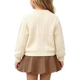thumbnail image 4 of Mifsaly Toddler Girls 2 Piece Knit Outfit Set Cable Knit Crew Neck Sweater with Floral Applique and Knit A-Line Skirts, 4 of 5