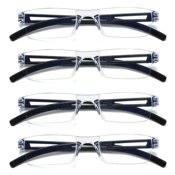 4 Pairs Men Women Rimless Reading Glasses Blue Light Blocking Unisex Reader 0.75