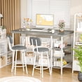 thumbnail image 3 of Kitchen Island with Storage Dining Table for 2 with 5 Shelves Faux Marble Kitchen Table, Space Saving Dinner Table for 2 for Apartment, Gray, 3 of 7