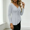 thumbnail image 6 of XPMWRP Womens V Neck Peplum Tunic Ruched Drawstring Front Long Sleeve Babydoll Solid Color Casual Flowy Blouse Tops Gray XXXL, 6 of 9
