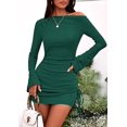 thumbnail image 4 of PRETTYGARDEN Women's Fall Off The Shoulder Dresses Casual Long Sleeve Ruched Side Slit Cocktail Party Bodycon Mini Dress, 4 of 10