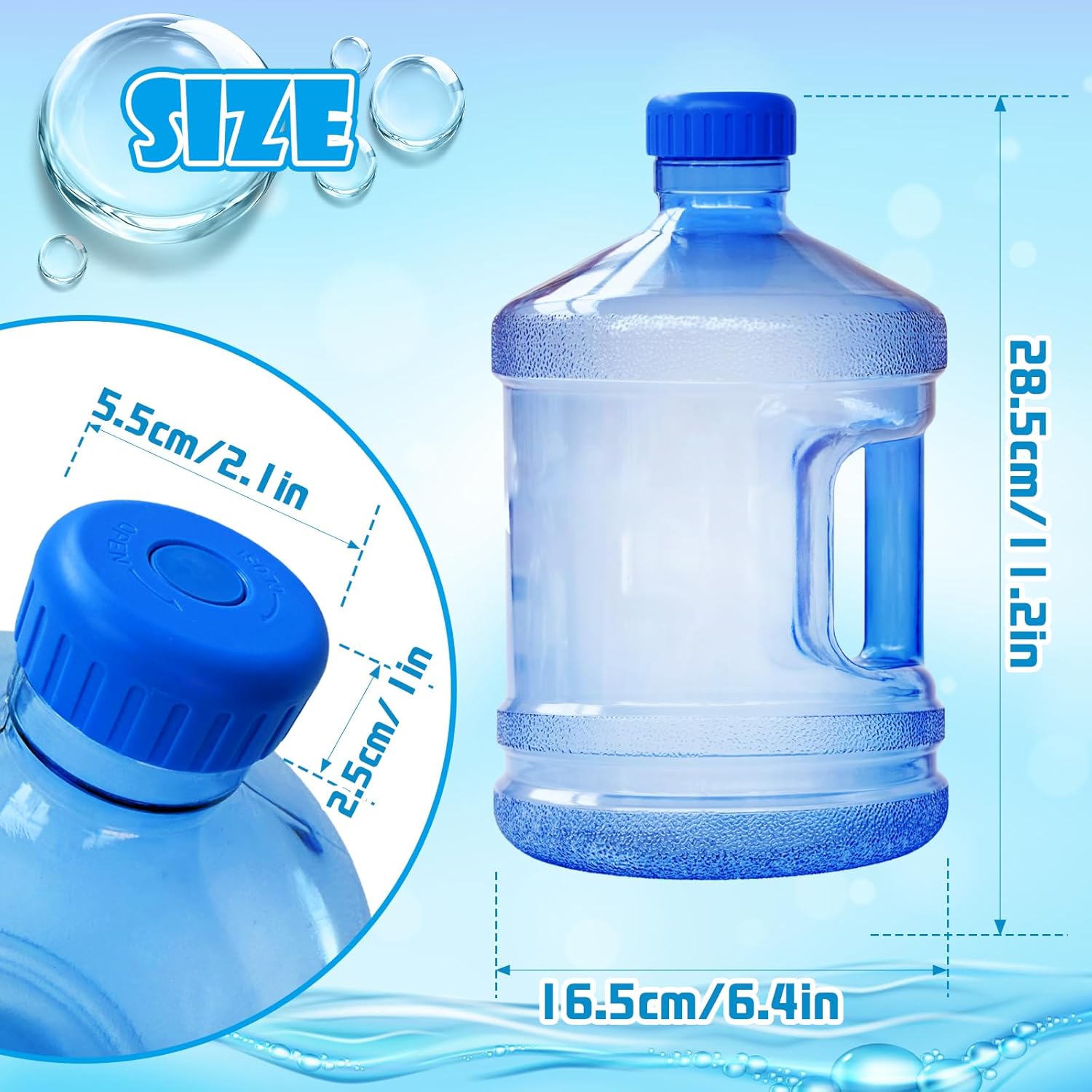 2 Pieces Round Plastic Water Jug,1 Gallon Water Bottle with Handle and Screw Cap,Large Reusable Leak Proof Bottle for Camping,Outdoor Travel,Gym