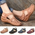 thumbnail image 2 of Lubelski Women Shoes Summer Retro Hook Loop Closure Non-slip Hollow Beach Wedge Sandals, 2 of 7