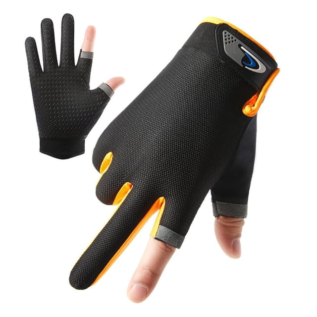 Motorcycle Bicycle Gloves, Racing, Ice Silk Material, Anti-UV, Touch, Two Fingers, Suitable for Cycling