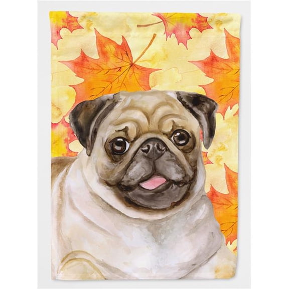 Fawn Pug Fall Flag - Canvas House Size