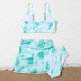 thumbnail image 4 of uikmnh Girls swim set Girls' Summer Cute Crisscross To Dyeing Printing Floral Print Three Piece Swimsuit Size:L, 4 of 8