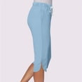 thumbnail image 4 of VV AVEORS Capri Pants For Women Split Side High Waist Casual Athletic Knee Length Summer Pants Casual Sweatpants With Pockets Sky Blue 2XL, 4 of 7