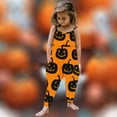 thumbnail image 2 of Odeerbi Toddler Girls Halloween Sleeveless Jumpsuit Strap Romper Kids Comfortable Cute Halloween Print Suspenders Leisure Long Pants Toddler Clothes Orange, 2 of 5