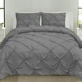 thumbnail image 5 of Luxury 4-Piece Gray Pinch Pleat Pintuck Duvet Set and White Comforter, Queen, 5 of 5