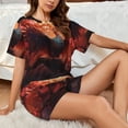 thumbnail image 4 of Fotbe Sunset Blossoms Phoenix Perch Print Pajama Set for Women 2 Piece Loungewear Short Sleeve Tops and Shorts Set Soft Sleepwear-XX-Large, 4 of 7