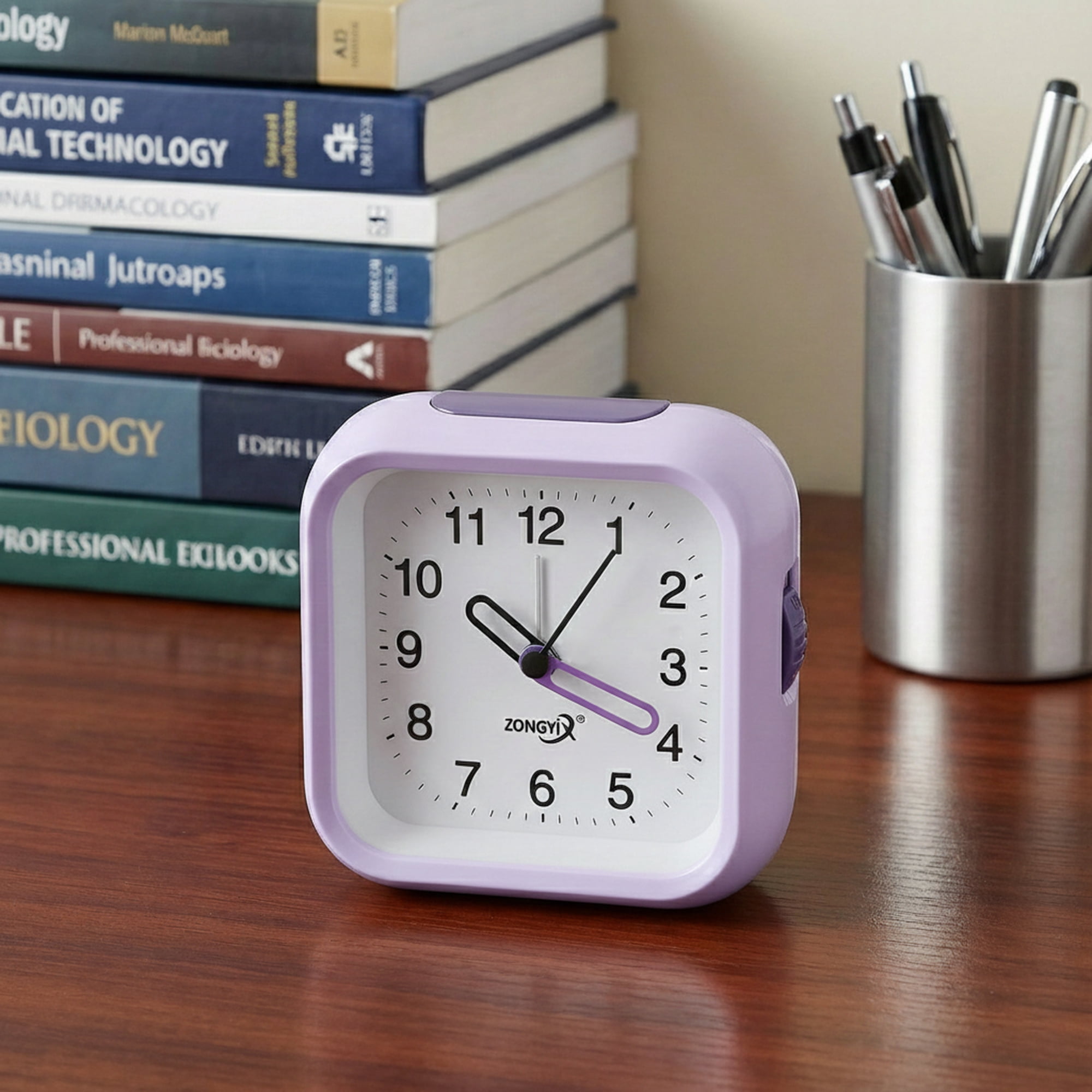 Unique Bargains Silent Mechanical Alarm Clock Purple 4.4"L x 1.9"W x 4.1"H