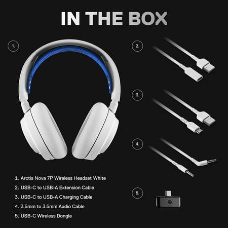 SteelSeries - Arctis Nova 7P  Wireless Gaming Headset for PS5, PS4 - White