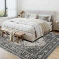 thumbnail image 3 of Berthmeer Vintage Traditional Non-slip Black Brown Area Rug, 5' x 7', 3 of 9