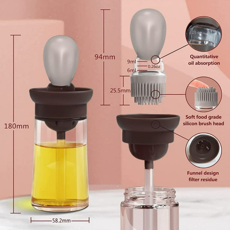 Skycarper 1PCS Olive Oil Dispenser with Brush, 2-in-1 Glass Oil Bottle and  Silicone Brush, Measuring Oil Dispenser for Kitchen, Baking, BBQ, Pastry,  Pan, Air Fryer, Cooker and Grill (Coffee) 