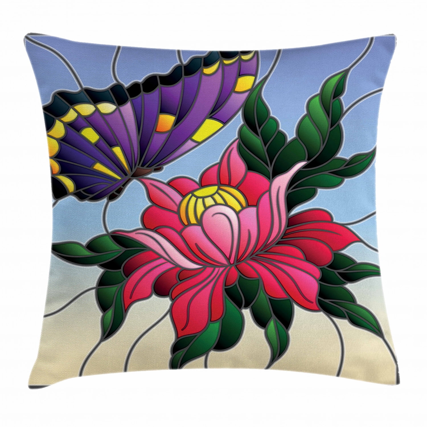 Floral Butterfly Digital Print Cushion Cover Multicolor Square Pillow Case Throw 