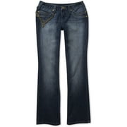 Angle View: No Boundaries - Juniors' Boot-Cut Jeans with Chain Detail