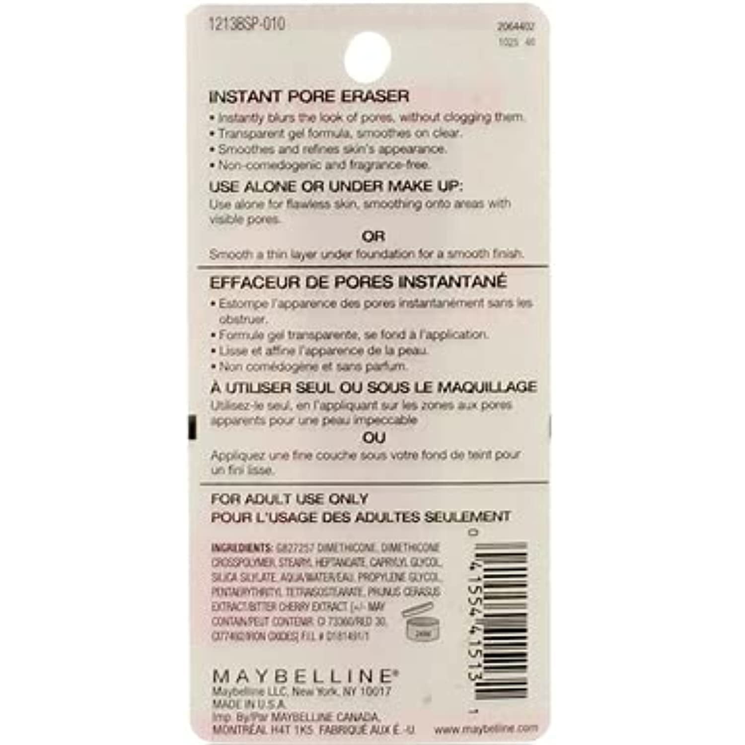Maybelline Baby Skin Instant Pore Eraser, Clear Primer, 0.67 fl oz