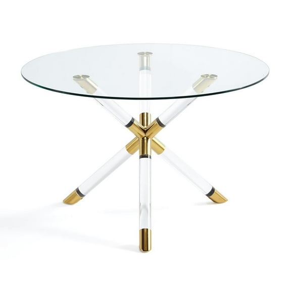 Home Gear Table de salle à manger ronde en acier inoxydable et acrylique de 47 po